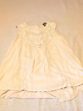 Lace Cream Flowy Tank Top